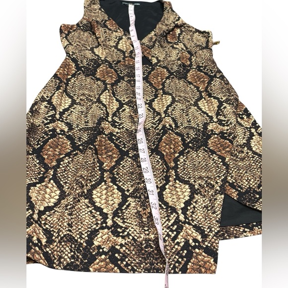 Bebe x Naven Dress Brown Black Faux Snakeskin Bodycon Deep V Mini short Size 8 - Picture 7 of 15